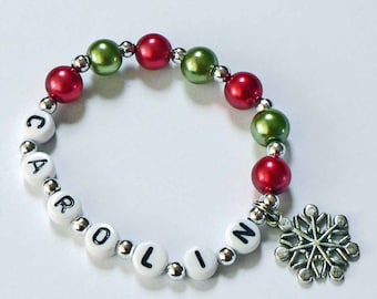 Christmas bracelet for little girls, Personalized Stocking Stuffer, Holiday Charm Bracelets for kids, toddlers, & adults, Christmas Gifts