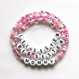 Mommy Big Sister & Little Sister Matching family personalized bracelets for Hospital Gifts Big Sister Gift Baby Shower Back To School BTS image 1