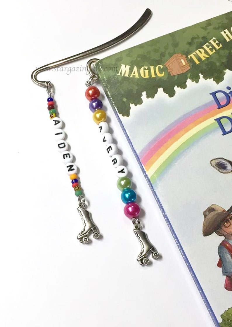 Personalized Beaded Bookmark YOU CHOOSE Name Color & Charm Great for Summer Reading Program Rewards and Party Favors image 2