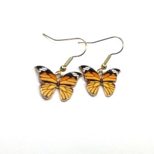 Monarch enamel butterfly earrings. Available as clip on or hooks. Butterfly gift for her, monarch mom, butterfly mom, butterfly jewelry