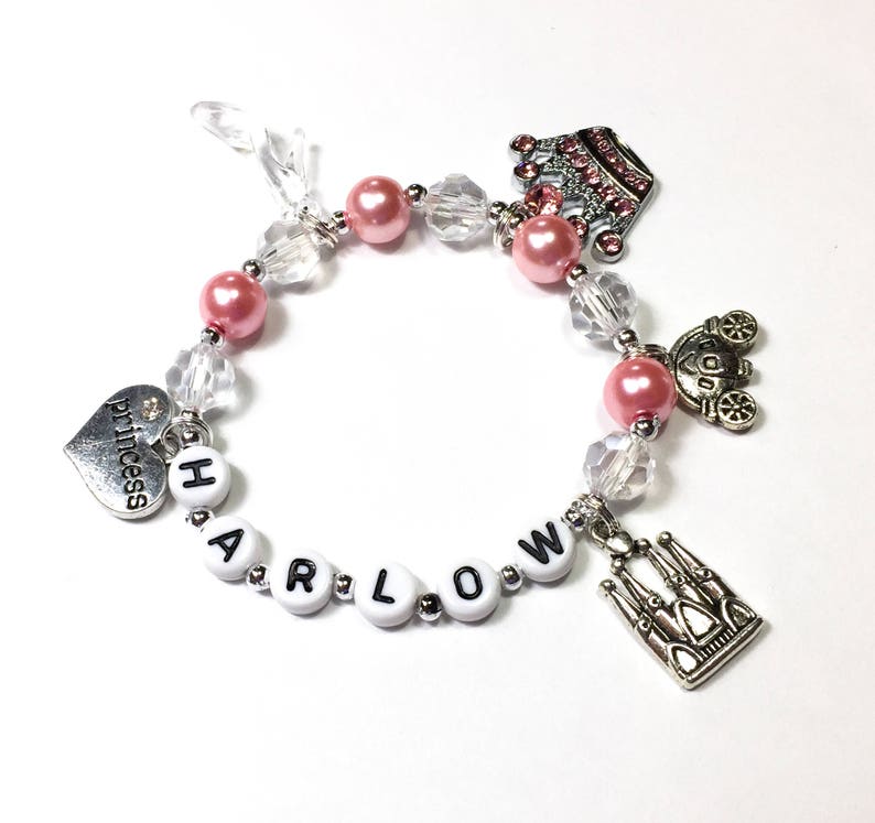 Princess Charm Bracelet. Princess Jewelry Personalized Name Etsy