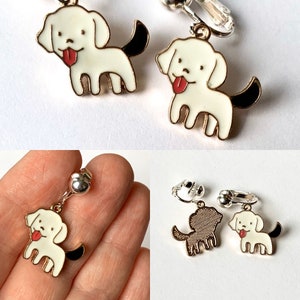 Animal earrings for kids. hedgehog, koala, jellyfish, cat, dog, sheep, puppy, kitten, cow Clip-ons or hooks, Little girl gift easter EE Puppy Dog