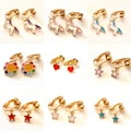 Children's clip on earrings. Unicorns and Stars, Rainbow daisy flower, red heart, Petite small earrings for kids girls PP
