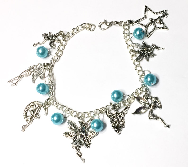 Fairy Charm Bracelet 8 Fairies and You Choose Pearl Color Etsy