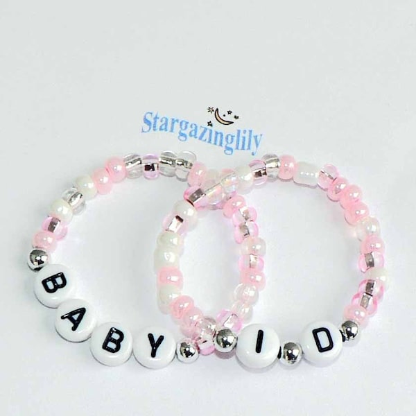 ONE BRACELET Identical Multiple Baby Babies ID Name Bracelet or anklet. Twins Triplets Vintage Retro Old Hospital Style Bracelet