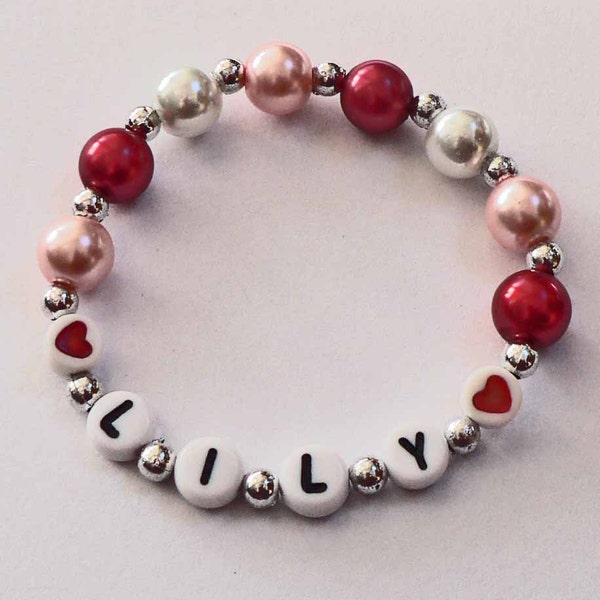 Personalized Valentine Children's Jewelry Name Bracelet great gift or Party Favor Infant Child Kid Adult Sizes VALENTINE'S DAY School