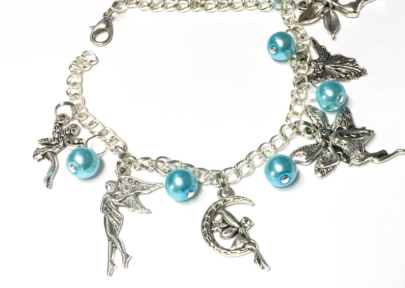 Fairy Charm Bracelet 8 Fairies and You Choose Pearl Color Etsy