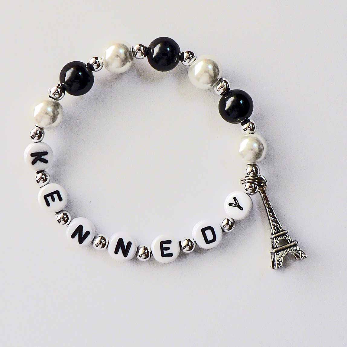 Tower Charm and Pearl Bracelet Name Etsy