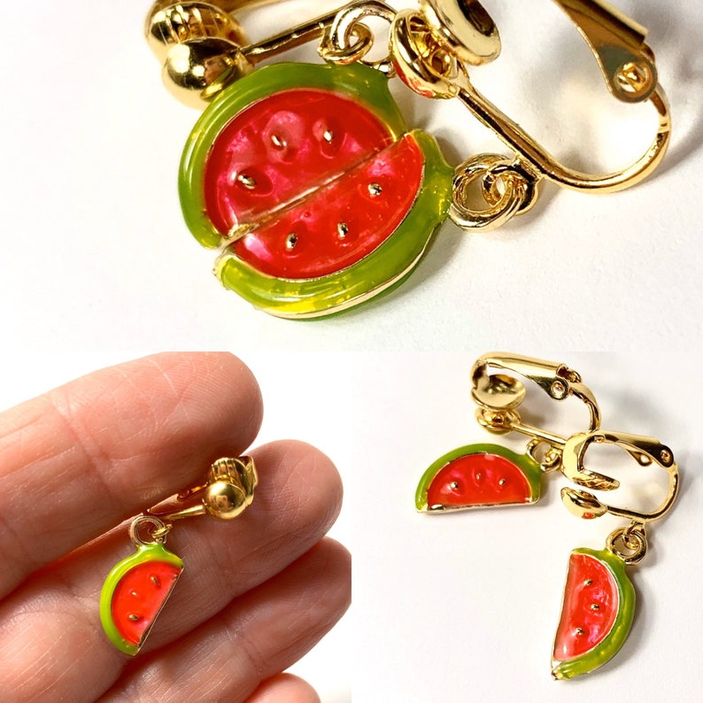 Food Fruit Dessert Clip on Earrings for Kids. Little Girl Etsy