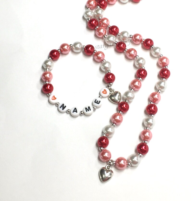 Valentine Heart Jewelry for Kids. Glass Pearl Necklace and Etsy