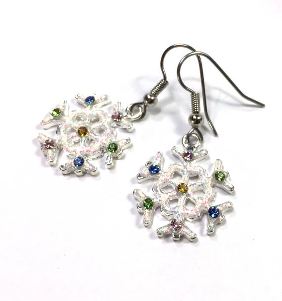 Dangle Earrings Clip On Snowflake Earrings Vintage Avon Snowflake Silver Clip Dangle Earrings Holiday Winter Christmas  WOW