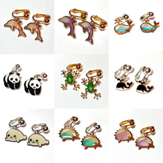 Children's clip on earrings. Little girls earrings. Clip Etsy