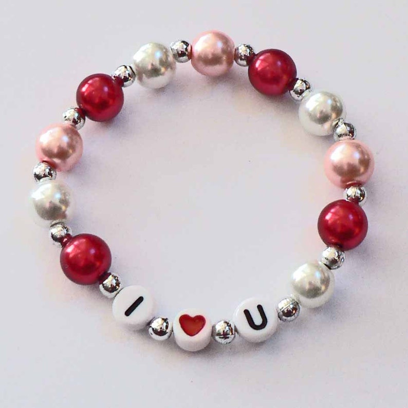 Heart Jewelry for kids. Personalized Valentine Name Bracelet gift or Party Favor School Party Valentine's Day Gift image 3