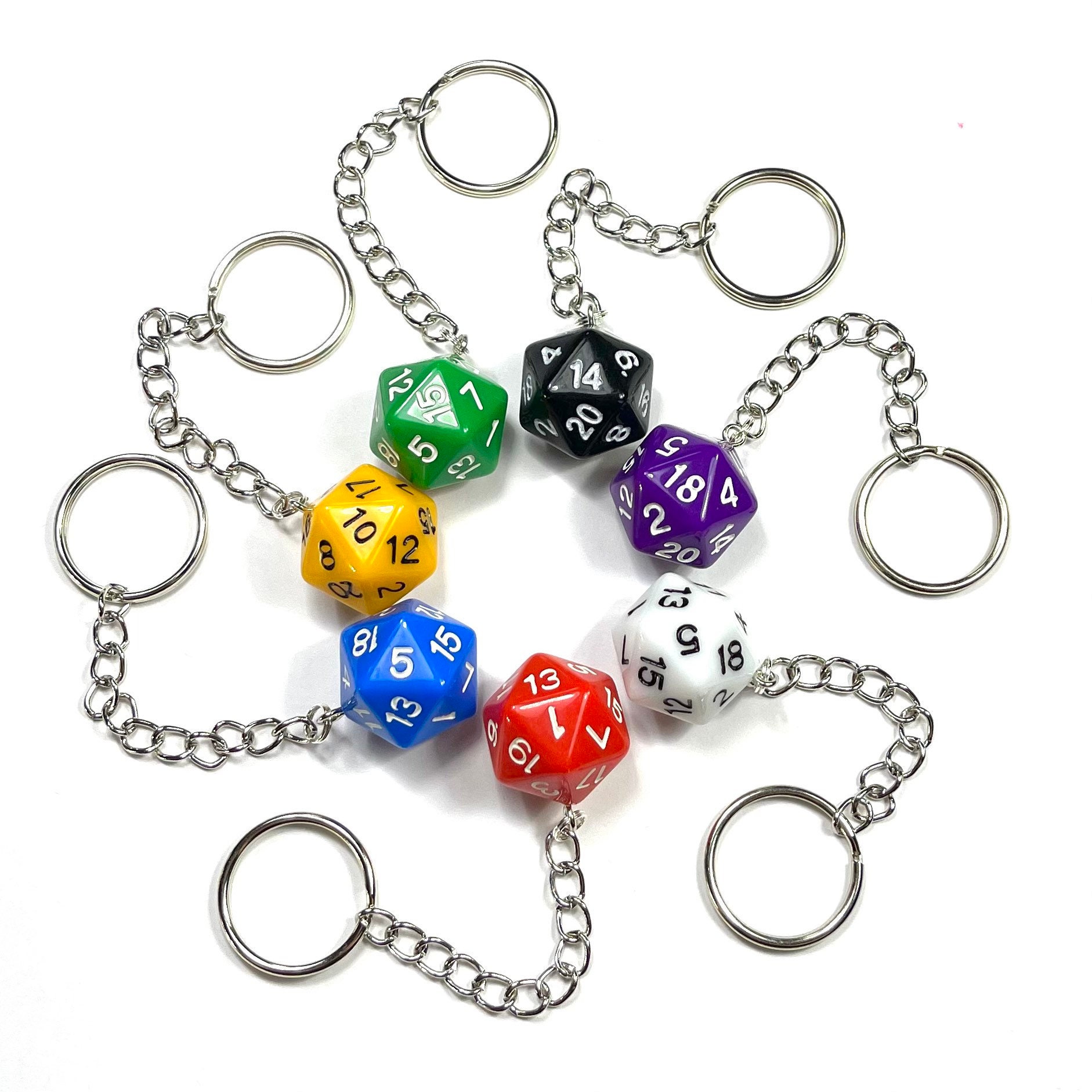 Dice Key Ring Key Chain - Keyring Keychain Multi Colour D&D board game  boardgame