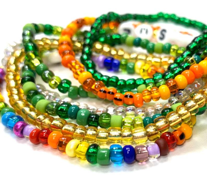 St. Patrick's Day Personalized Seed Bead Name Bracelet. Etsy