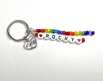 Rainbow Bridge Pet Memorial Keyring Keychain Zipper Pull Gift for loss of a dog or cat Meet me over the rainbow bridge Personalized Pet Name