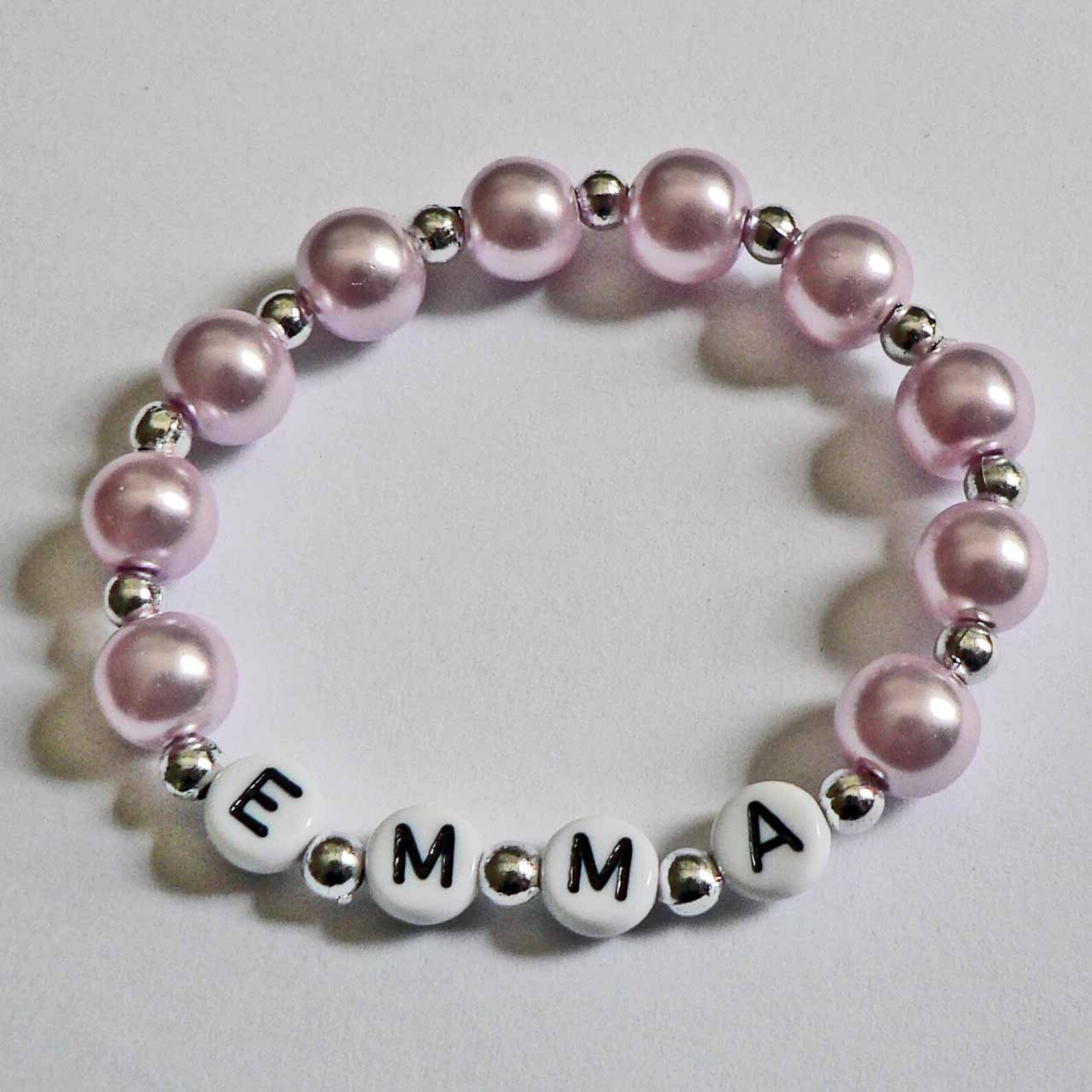 Personalized Children's Name Bracelet White Faux Pearl Etsy