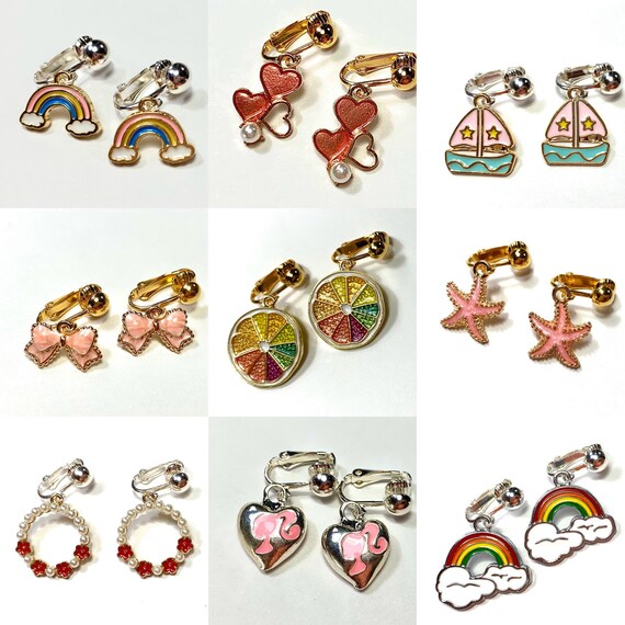 Children's clip on earrings. Little girls earrings. Summer Etsy