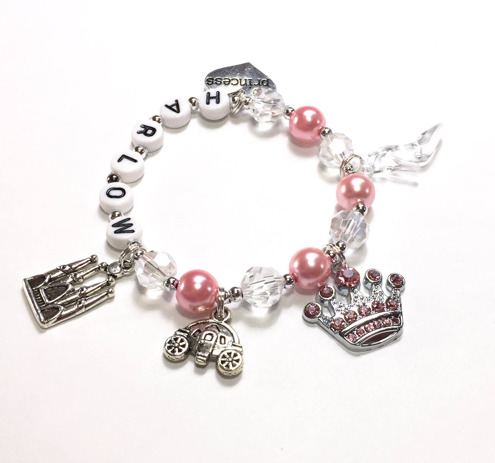 Princess Charm Bracelet. Princess Jewelry Personalized Name Etsy