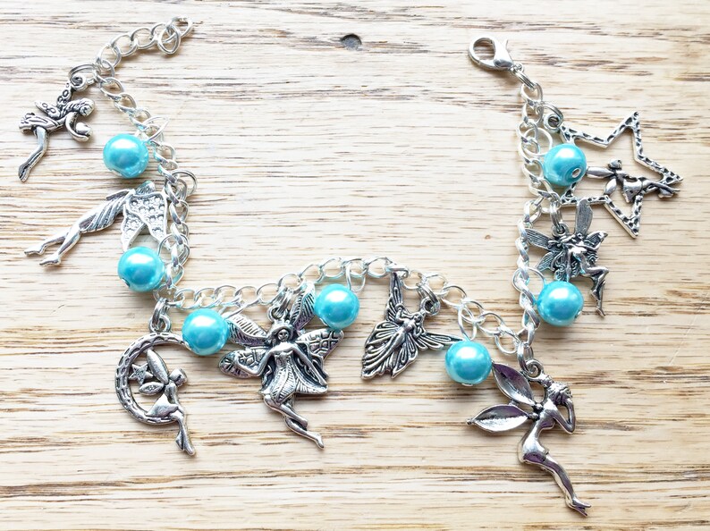 Fairy Charm Bracelet 8 Fairies and You Choose Pearl Color - Etsy