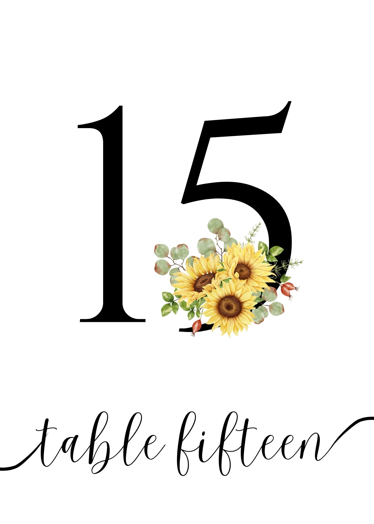 Printable Table Numbers From 1 to 20. Pdf, Png and Jpg 5x7 Inches ...