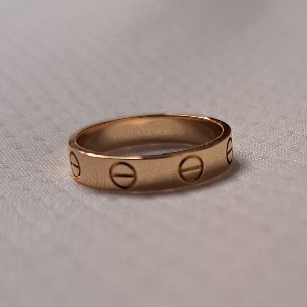 Cartier Love Collection Narrow 18K Rose Gold Band Ring Size 5