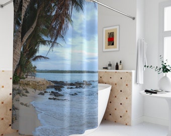 Custom tropical beach Palm trees  Shower Curtain