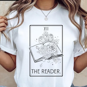 The Reader Tarot Card SVG PNG, Retro Book Reading Svg, Floral Book Svg, Booktrovert png