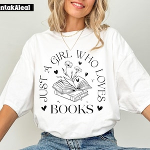 Just a Girl Who Loves Books PNG, Cozy Reader PNG, Book Girl Transparent PNG, Book lover Vintage Girl Png.