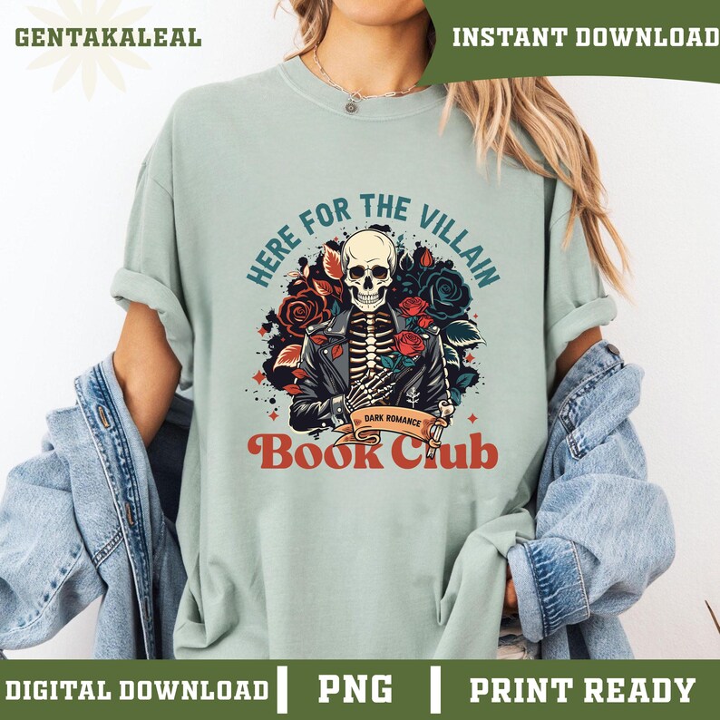 Here for the Villain PNG, Spicy Dark Romance Art, Gothic Fantasy Book Club Clipart, Morally Grey Aesthetic, Anti-Hero Digital Design SVG image 3