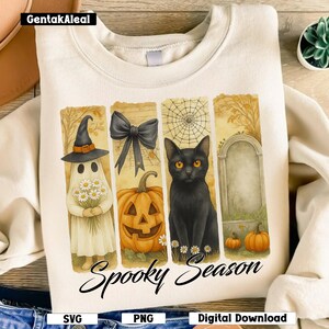 Spooky Season Png, Vintage Halloween Ghost Png, Coquette Fall Pumpkin Shirt Design, Witchy Vibes Png, Halloween Sublimation, PNG Download