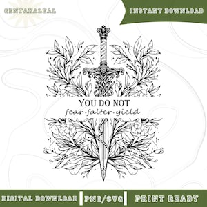 You Do Not Yield Throne of Glass Svg Png, Throne of Glass Merch Shirts Design, Aelin Galathynius, SJM Book Merch, Manon Blackbeak