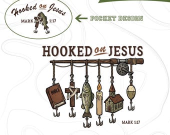 Christian Fishing PNG, Hooked on Jesus, Faith Fisherman Shirt Sublimation Design, Matthew 1:17 Bible, Angler Religious Graphic Faith Based