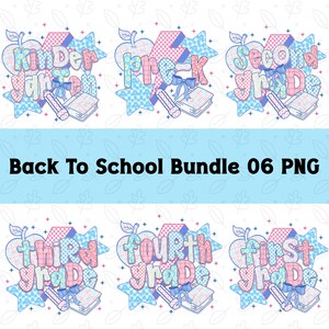 Preppy Back To School Bundle, Kindergarten, First Day Of School, Kindergarten Pre-k 1st 2nd 3rd Grade Png, Back To School PNG