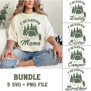 One Happy Camper Birthday Svg, Family Camping Svg Bundle, Matching Family Camper Svg, First Birthday Shirt Png, 1st Birthday Svg Camping Png