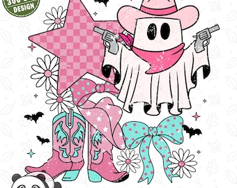 Fantasma coqueto de Halloween del oeste (PPT), diseño de camiseta de Halloween del oeste preppy, lazo de calabaza rosa femenino (PPT), ¡Hola vaquera! (PPT)