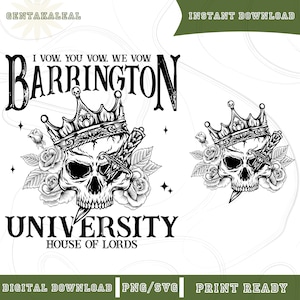 Barrington University SVG, Png pour les amateurs de livres, le design de la chemise rituelle, Svg de lecteur Romance sombre, Svg charbon, Svg romance épicée