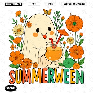 Ghost Summer Halloween PNG, Funny summer Halloween Png, Vintage Summer Png, Halloween Cocktail Summer Png, Summer Shirt Png, Digital File
