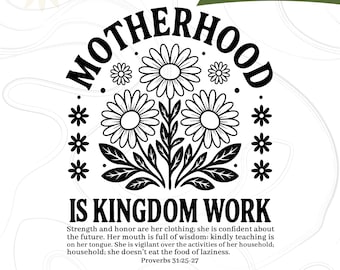 La maternidad es obra del Reino SVG PNG, diseño de camisetas para el Día de la Madre, descarga digital, mamá cristiana PNG, Día de la Madre Cristiana Svg