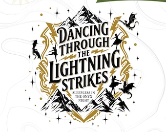 Onyx Storm PNG Digital Download, Dancing Through The Lightning Strikes, Fourth Wing Dragon PNG, Dragon Lover Gift