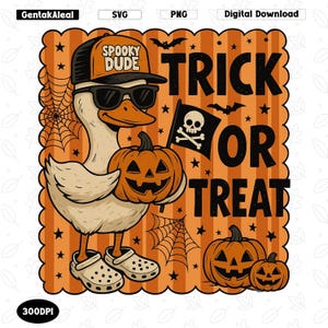 Halloween Goose Trick Or Treat Png, Halloween Silly Goose Clipart, Boy Halloween Goose Png, Funny Halloween Goose Png, Pumpkin
