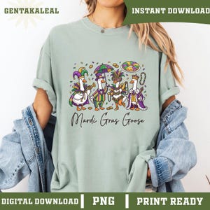 Ganso tonto de Mardi Gras PNG, Sublimación de carnaval estilo coqueta, Descarga digital del Martes de Carnaval, Clipart de animales festivos imagen 3