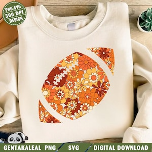 Retro Football Coquette Game Day Png, Floral Fall Football png, Autumn Png Boho Floral Football Png, Football Mom, Trendy Football Mom Png