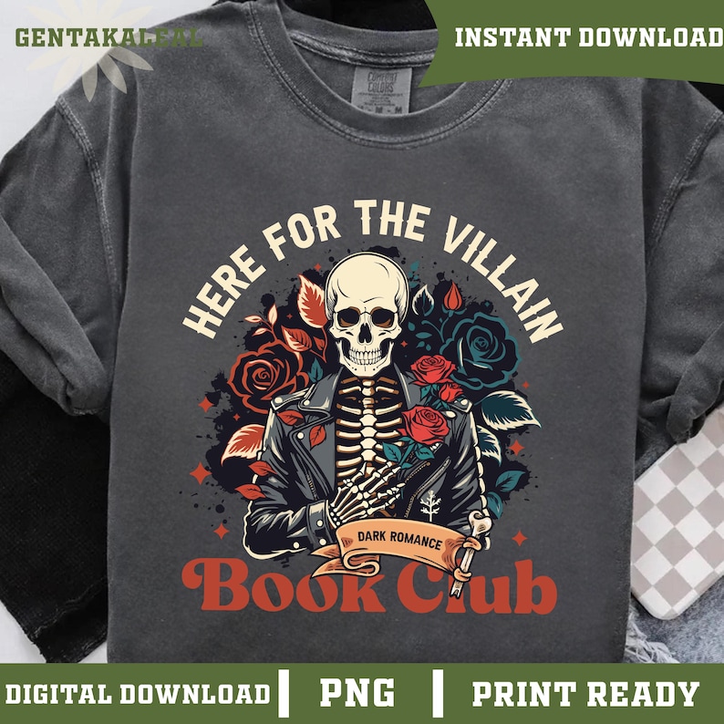 Here for the Villain PNG, Spicy Dark Romance Art, Gothic Fantasy Book Club Clipart, Morally Grey Aesthetic, Anti-Hero Digital Design SVG image 5