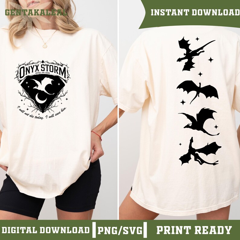 Onyx Storm Brave The Dark SVG PNG, Fourth Wing Series Shirt Design For Fan, Sorrengail Dragon Rider Png, Gift For Book Lover, Fourth Wingg image 2