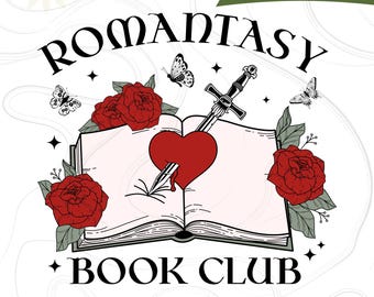 Romantasy Book Club PNG SVG, Fantasy Romanze Buchliebhaber, süßes Leser Design, ästhetisches Lese Mädchen Clipart, romantisch Fantasy Buch PNG.