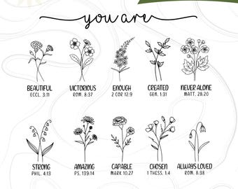 You Are Bible Verse PNG SVG, Inspiration Bible, Flower shirt PNG, Wild Flower Svg, Inspirational Quote Png, Png Digital File
