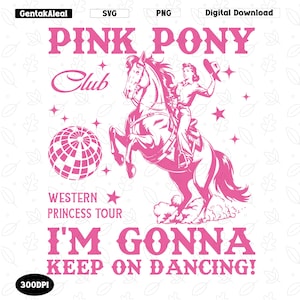 Pink Pony Club PNG, Cowgirl Horse Design, Western Sublimation Art, Country Girl, Rodeo Digital Download, Horse Girl PNG, Western Pink Art