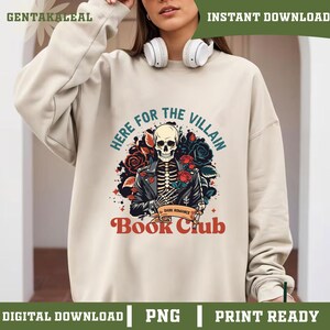 Here for the Villain PNG, Spicy Dark Romance Art, Gothic Fantasy Book Club Clipart, Morally Grey Aesthetic, Anti-Hero Digital Design SVG image 2