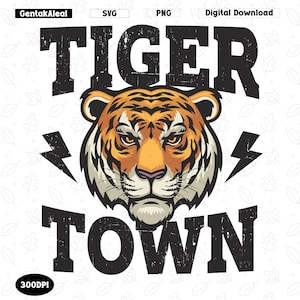 Tigers PNG, High School Tigers Football png, Tiger Town Shirt png, Tiger Football png, Mascot Tigers shirt png, Tigers school spirit
